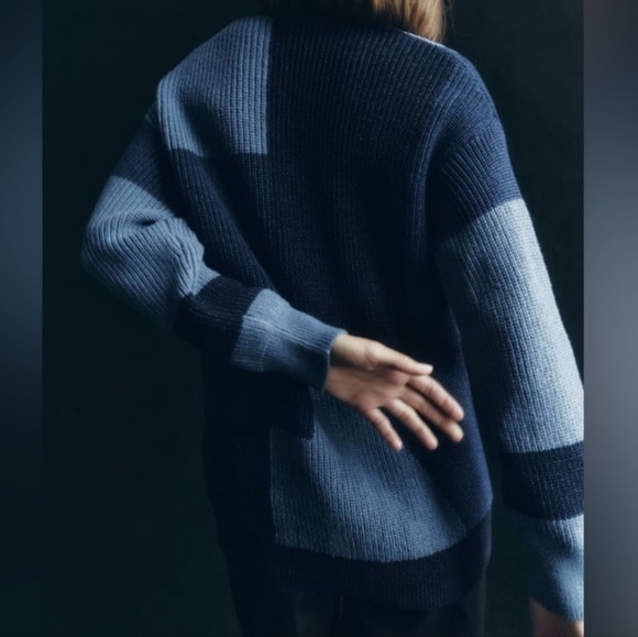 ZARA long knit cardigan in patchwork Blogger favorite tik tok famous NWT - Picture 4 of 7